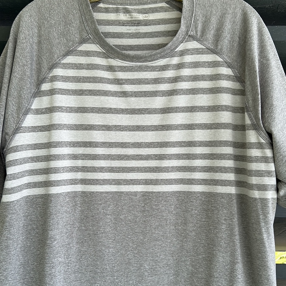 Peter Millar Gray Striped Short Sleeve Tee - Picture 2 of 5